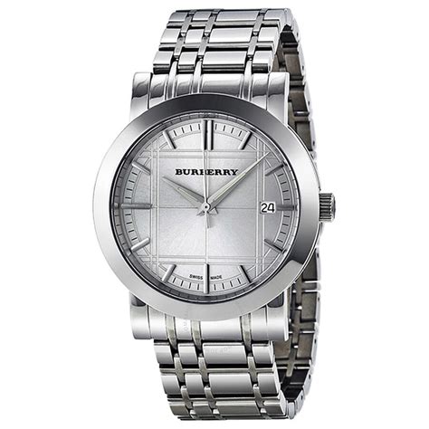 burberry silver stainless steel watch 38mm|men's burberry watch sale.